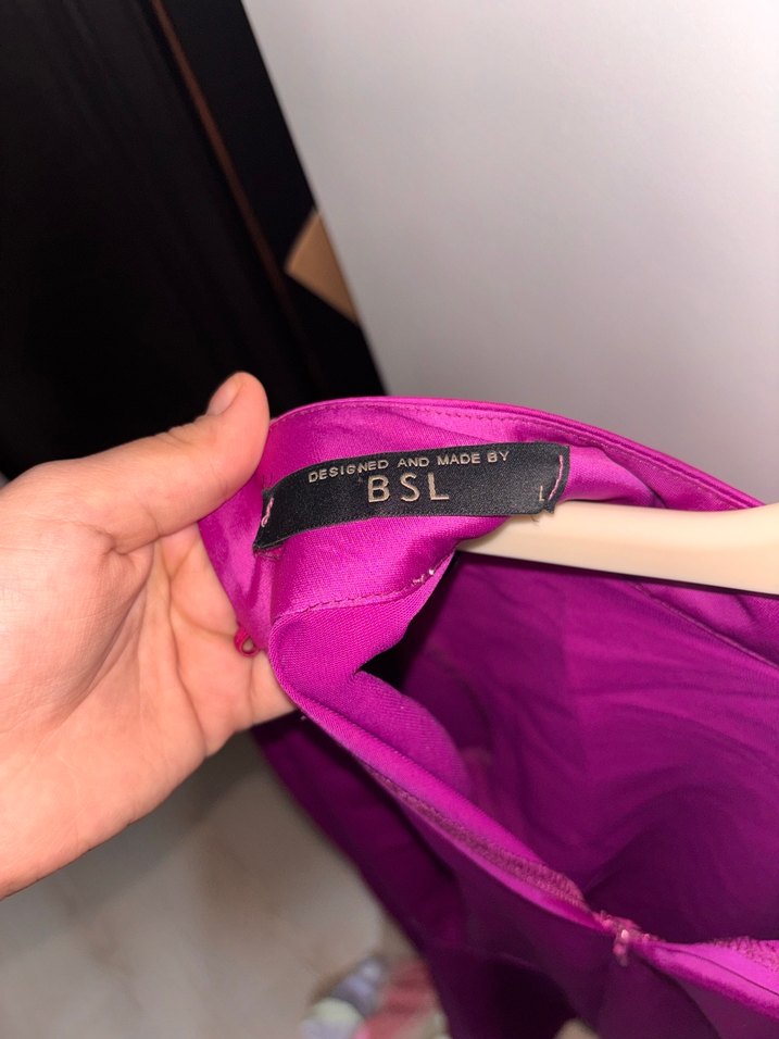 Pembe  Saten Kadın Elbise - Görsel 3