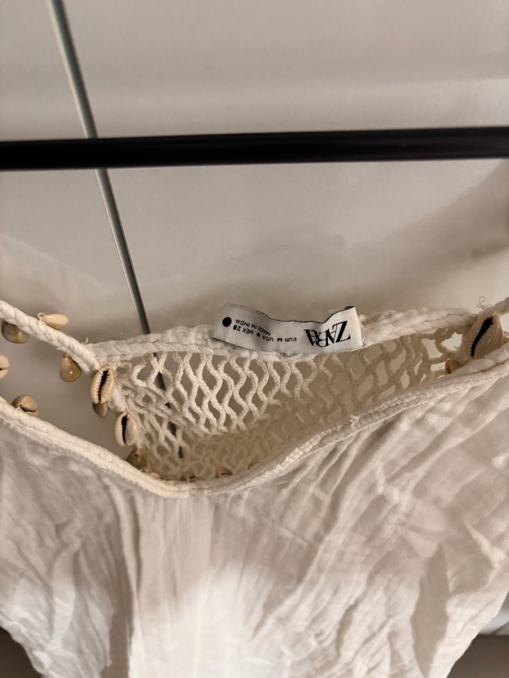 Beyaz Keten Uzun Salaş Bohem Elbise - Görsel 2