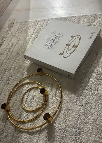 Altın Renkli 3'lü Yuvarlak Mumluk - Görsel 2