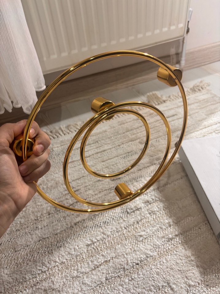 Altın Renkli 3'lü Yuvarlak Mumluk - Görsel 4