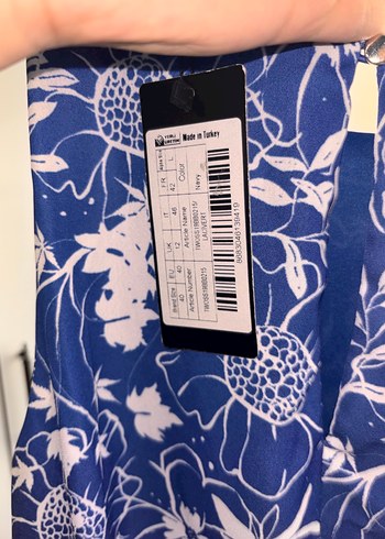 Mavi Çiçek Desenli Midi Bohem Elbise - Görsel 3