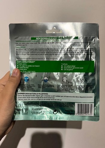 Garnier Nem Bombası Ferahlatıcı Kağıt Yüz Maskesi - Görsel 2