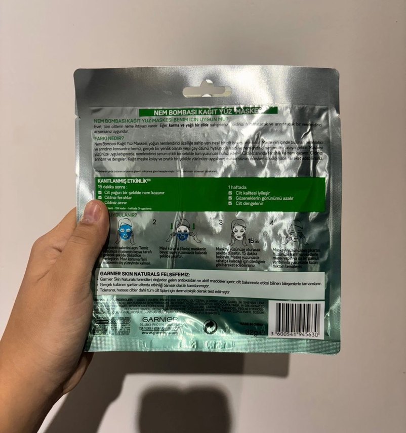 Garnier Nem Bombası Ferahlatıcı Kağıt Yüz Maskesi - Görsel 2