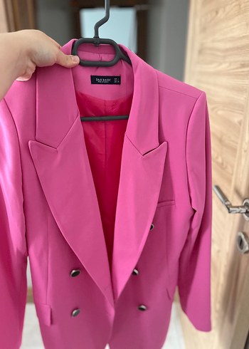 Pembe Düğmeli Kadın Blazer Ceket