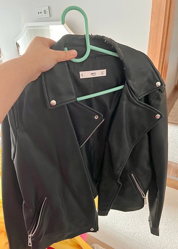 Siyah Deri Biker Ceket