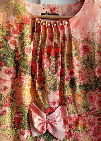 Pembe Bohem Uzun Elbise Drapeli kiloş - Görsel 5