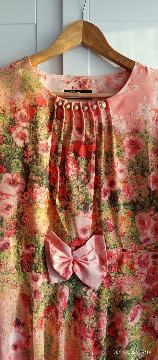 Pembe Bohem Uzun Elbise Drapeli kiloş - Görsel 5