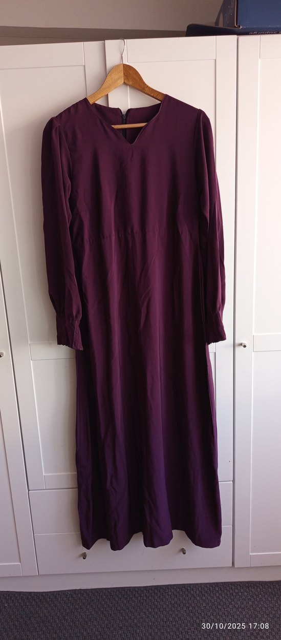 mürdüm Uzun Kollu V Yakalı Kadın Elbise - Görsel 2