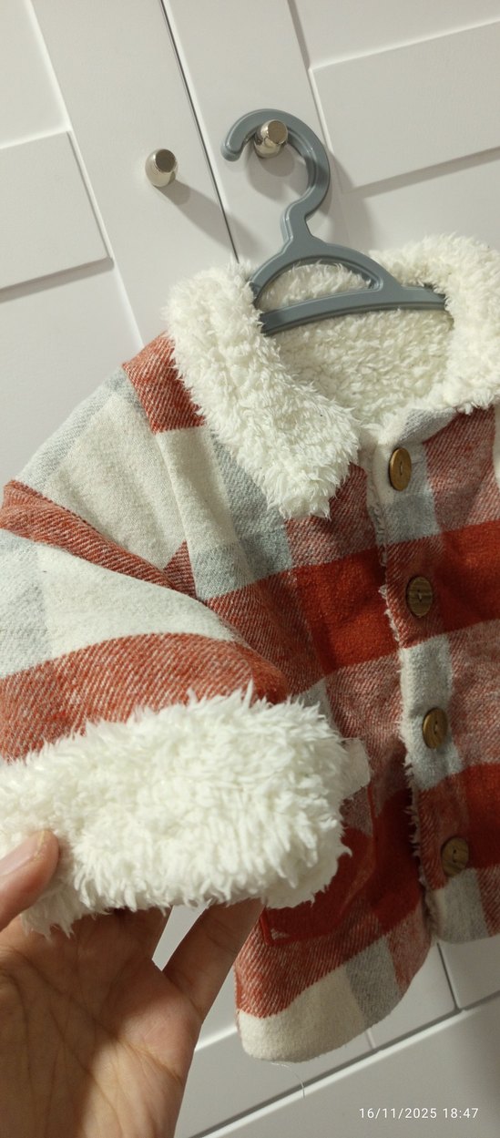 Düğmeli Erkek bebek Ceket içi peluş mont - Görsel 5