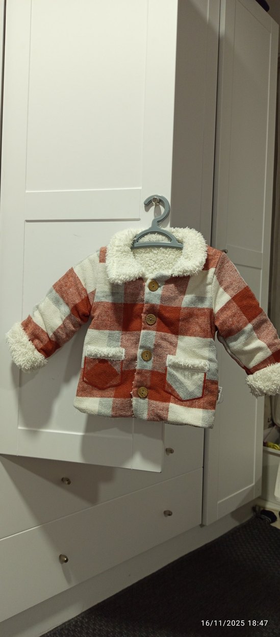 Düğmeli Erkek bebek Ceket içi peluş mont - Görsel 2