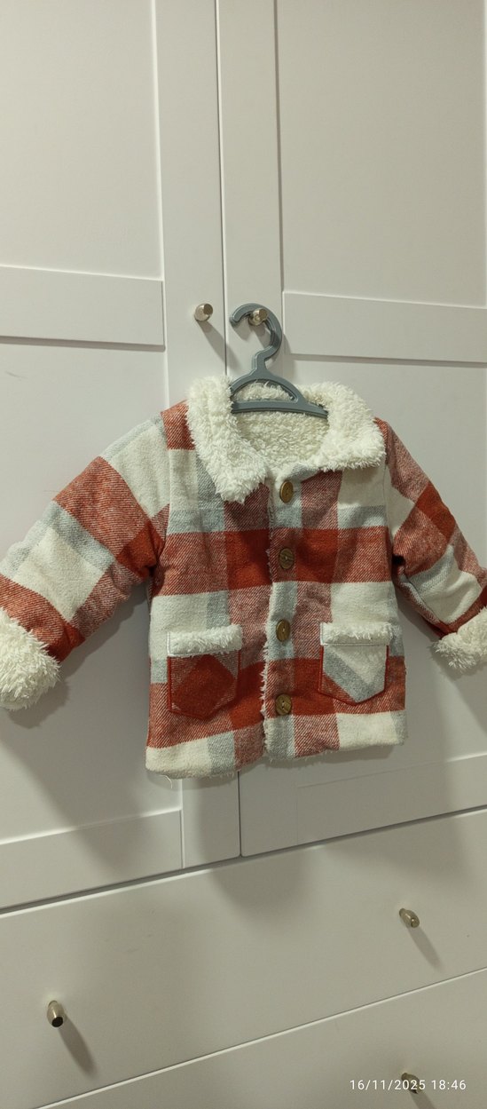 Düğmeli Erkek bebek Ceket içi peluş mont - Görsel 3