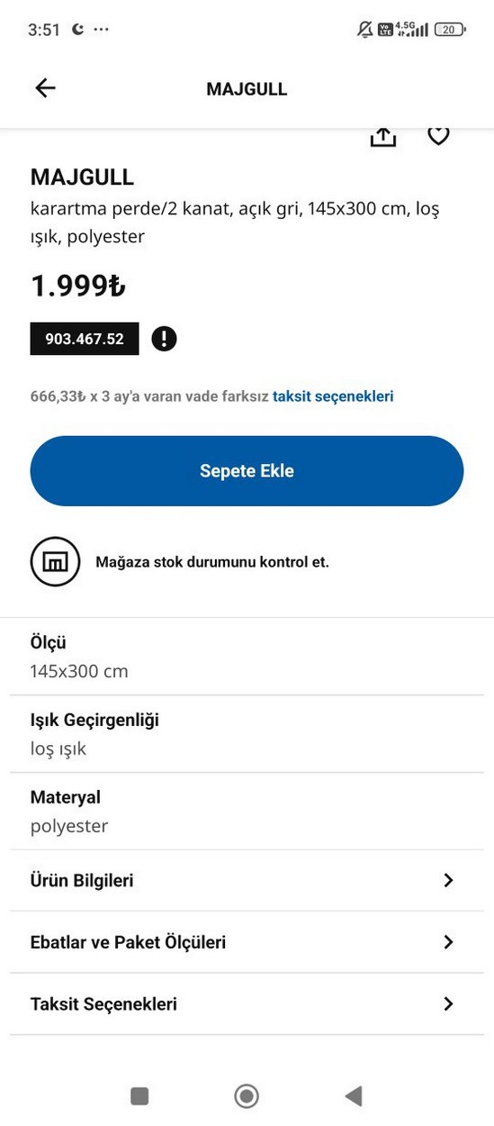 Ikea MAJGULL Karartma Perde kahverengi 2 kanat - Görsel 2