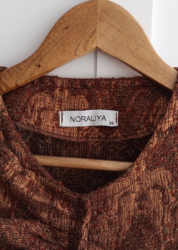 Drapeli Parlak Kahverengi Uzun Kadın Kaban - Görsel 4