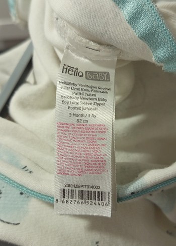 Beyaz Baskılı Bebek Tulum, Uzun Kollu, Fermuarlı - Görsel 4