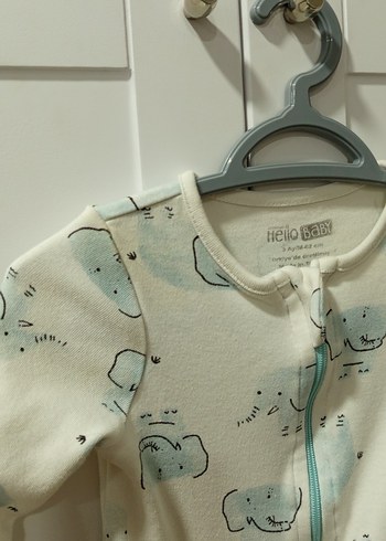 Beyaz Baskılı Bebek Tulum, Uzun Kollu, Fermuarlı - Görsel 3