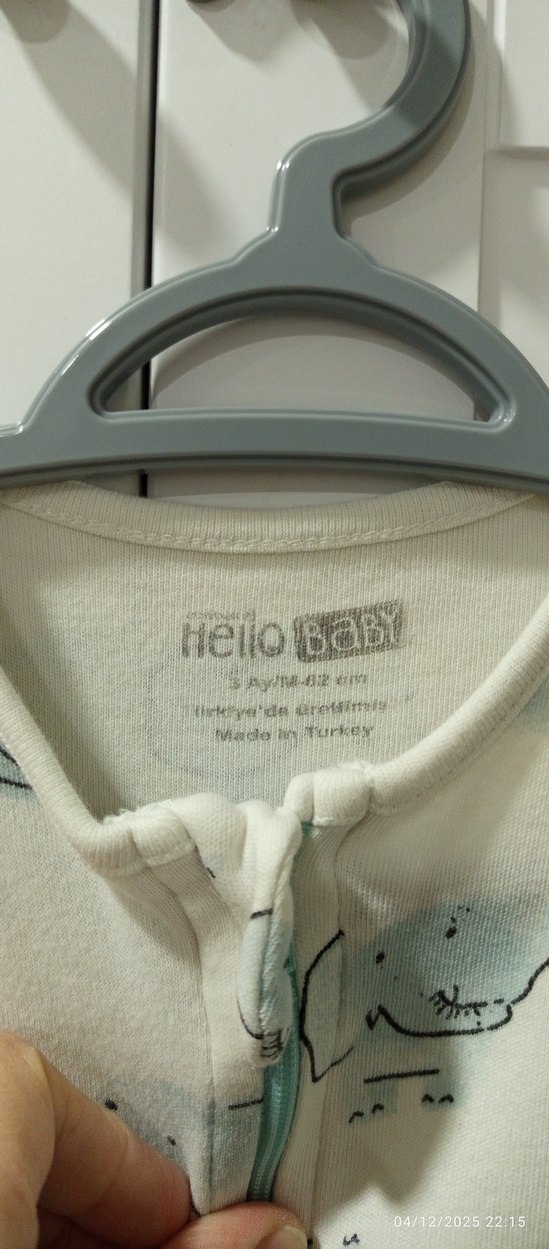 Beyaz Baskılı Bebek Tulum, Uzun Kollu, Fermuarlı - Görsel 2