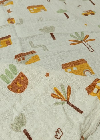 Nakışlı Açık Kahverengi Pamuk Bebek Battaniyesi - Görsel 5