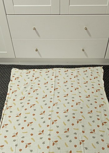 Nakışlı Açık Kahverengi Pamuk Bebek Battaniyesi - Görsel 4