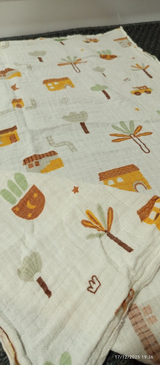 Nakışlı Açık Kahverengi Pamuk Bebek Battaniyesi - Görsel 5