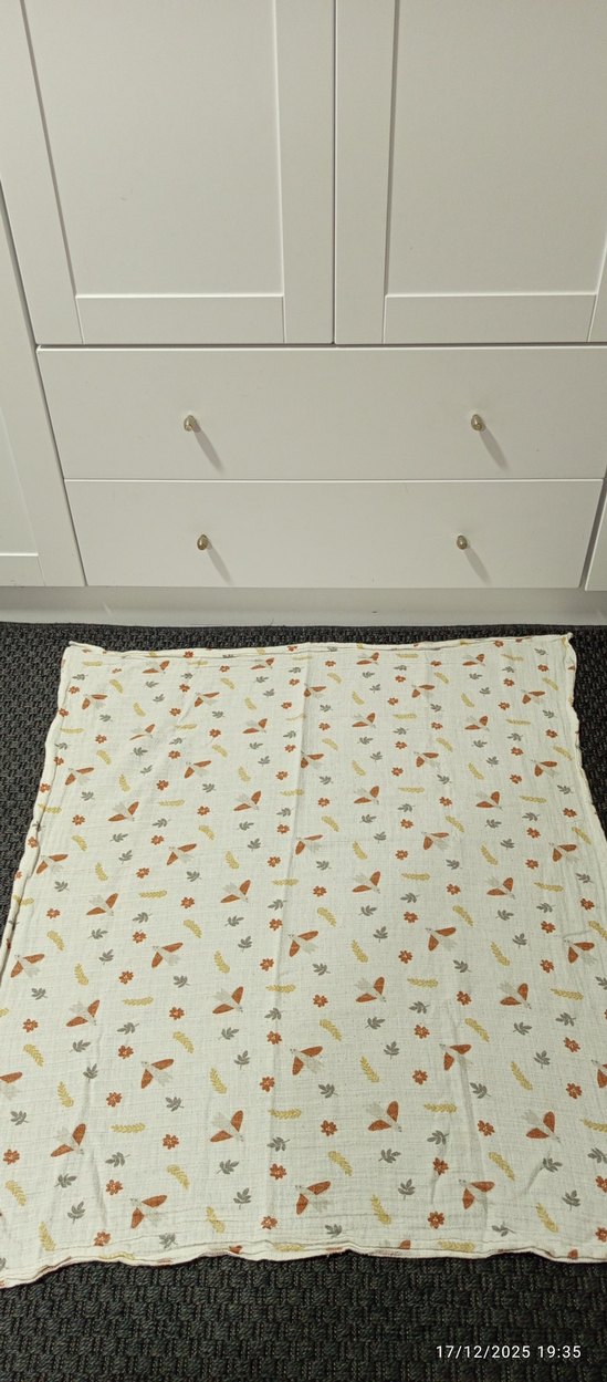 Nakışlı Açık Kahverengi Pamuk Bebek Battaniyesi - Görsel 4