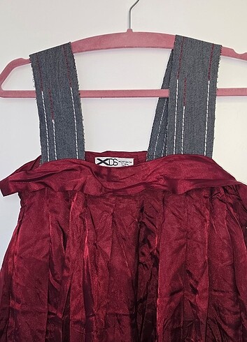 Derishow Bordo Askılı Elbise