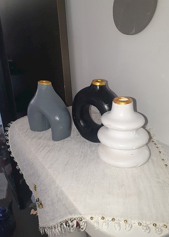 Beden gri Renk Gri Seramik Dekoratif Vazolar boyalı vernikli her renk yapılır