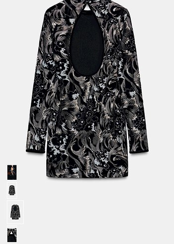 Zara Uzun Kollu Payetli Siyah Mini Elbise - Görsel 7