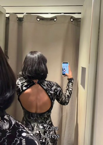 Zara Uzun Kollu Payetli Siyah Mini Elbise - Görsel 5