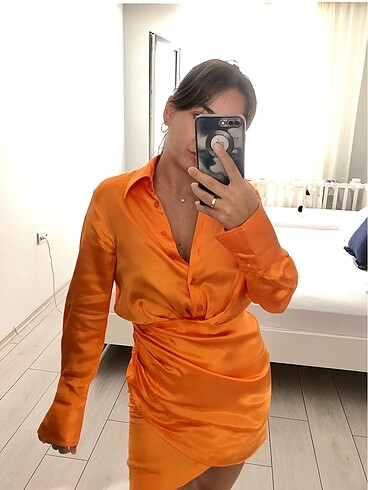 Zara saten elbise