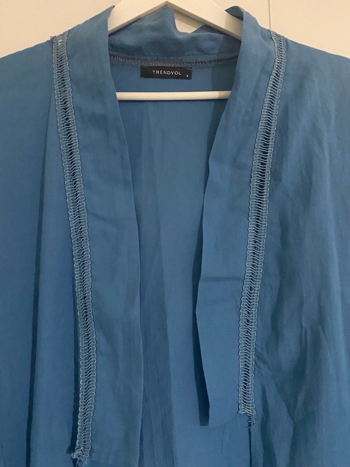 Uzun Mavi Bohem Salaş Kadın Elbise - Görsel 2