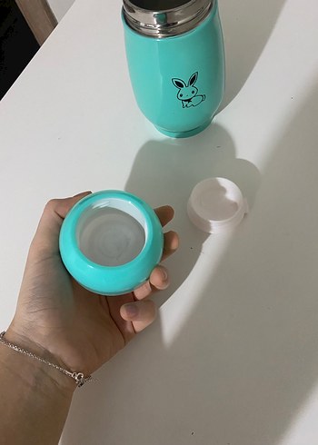 Turkuaz Çocuk Termosu Tavşan Desenli - Görsel 6