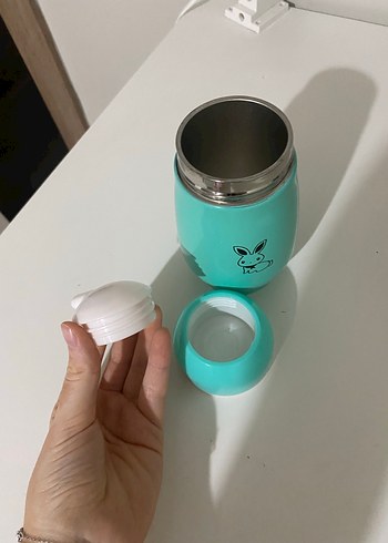 Turkuaz Çocuk Termosu Tavşan Desenli - Görsel 8
