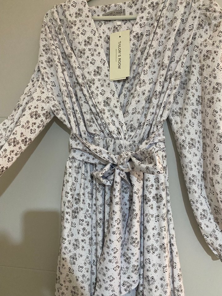 Bohem V Yaka  Desenli Uzun Elbise tesettürlü kadınlar için uygun - Görsel 5