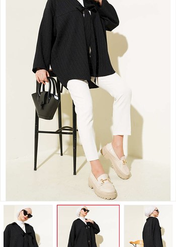 Kemerli Siyah Mini Ofis Ceketi - Görsel 2