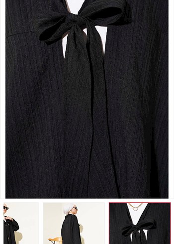 Kemerli Siyah Mini Ofis Ceketi - Görsel 3