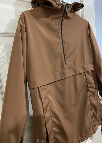 Kahverengi Yarım Fermuarlı Midi Ceket - Görsel 2