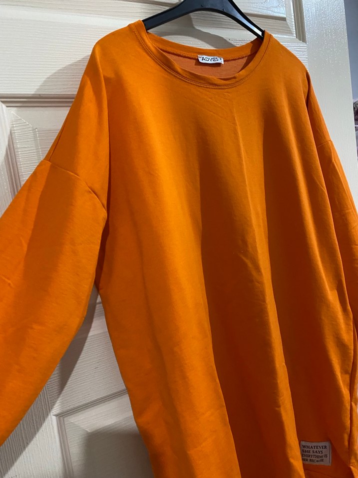 Turuncu, Uzun Kollu, Salaş Tunik - Görsel 2