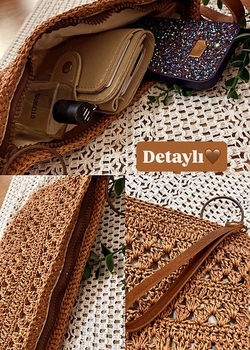 Dantel Detaylı Örgü Bohem Kadın Portföy Çanta - Görsel 3