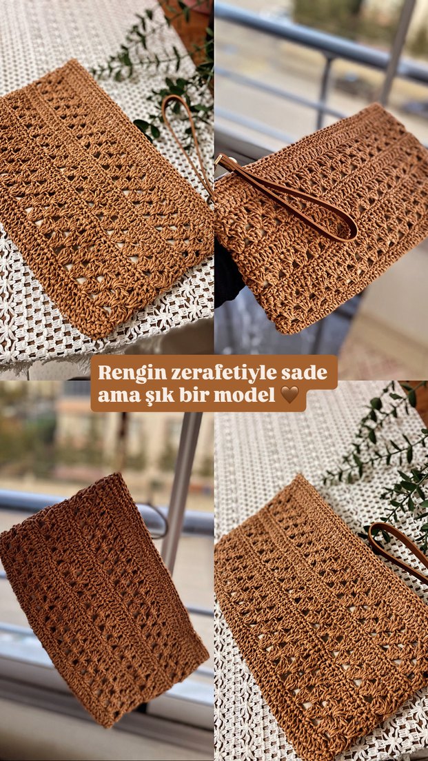 Dantel Detaylı Örgü Bohem Kadın Portföy Çanta - Görsel 2