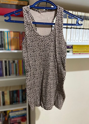 Leopar Desenli Kolsuz Bluz