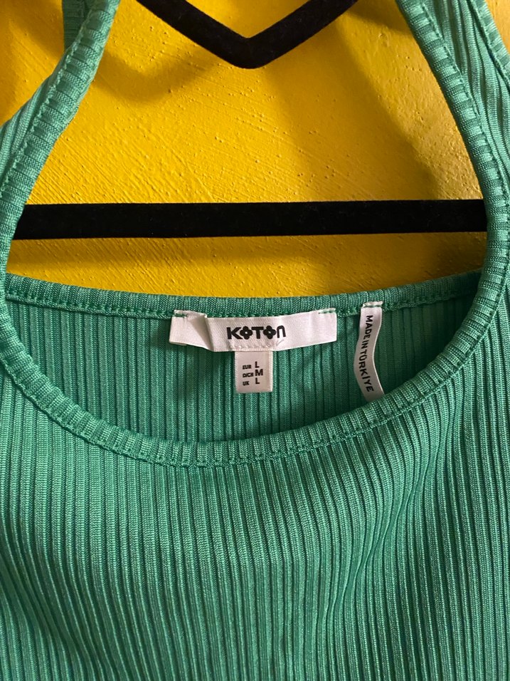 Boyundan geçirmeli Yeşil Crop bluz - Görsel 3