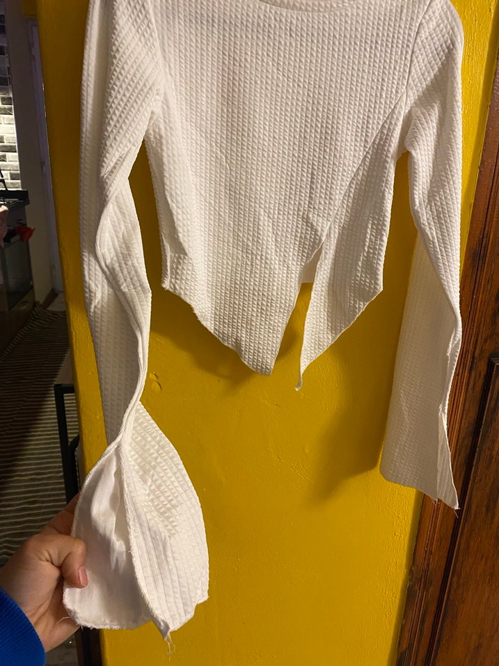 Kadın Beyaz  Crop bluz - Görsel 2