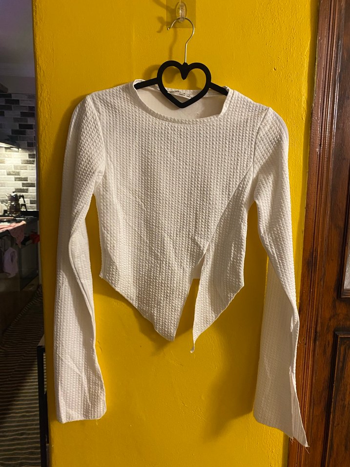 Kadın Beyaz  Crop bluz - Görsel 3