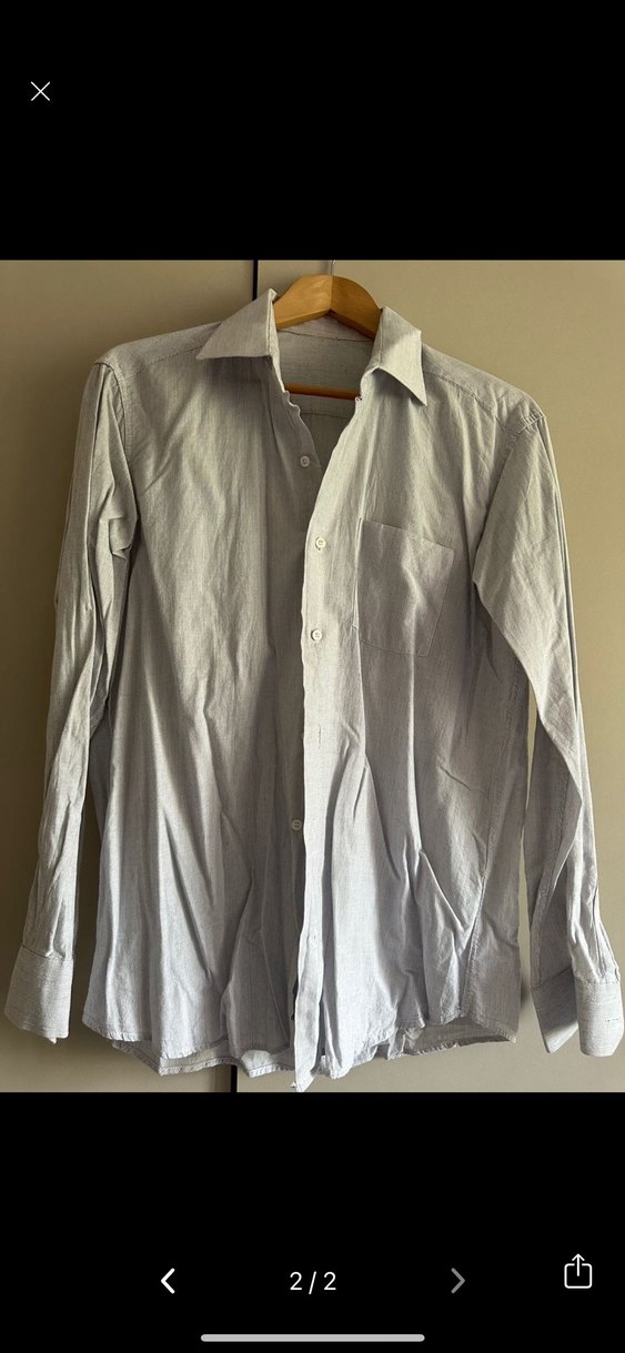 Gri Erkek Gömlek, Uzun Kollu, Düğmeli - Görsel 2