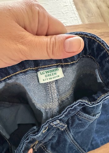 Kız çocuk Koyu Mavi Pileli Denim Pantolon - Görsel 3
