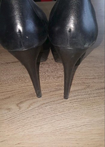 Siyah Deri Tokalı Stiletto Kadın Ayakkabı - Görsel 3