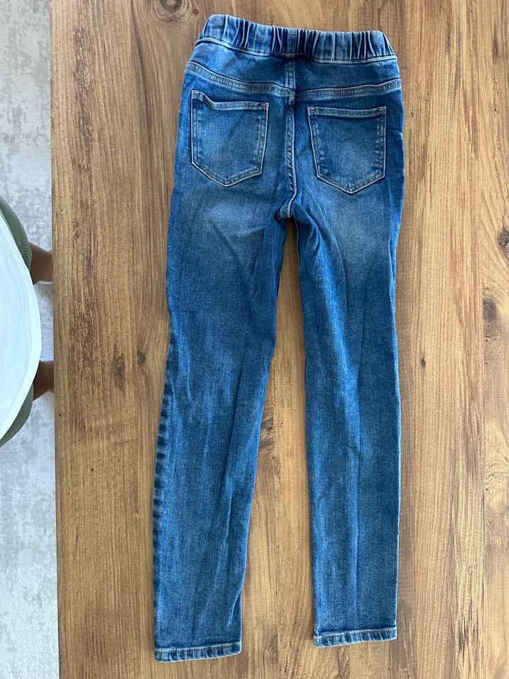 Kız çocuk Mavi Denim Dar Kesim Kot Pantolon - Görsel 3