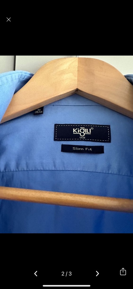 Kiğılı Mavi Düğmeli Erkek Gömlek - Görsel 2