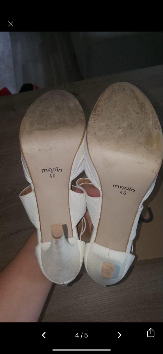 Marjin Beyaz Tokalı İnce Topuklu Kadın Abiye Ayakkabı - Görsel 4