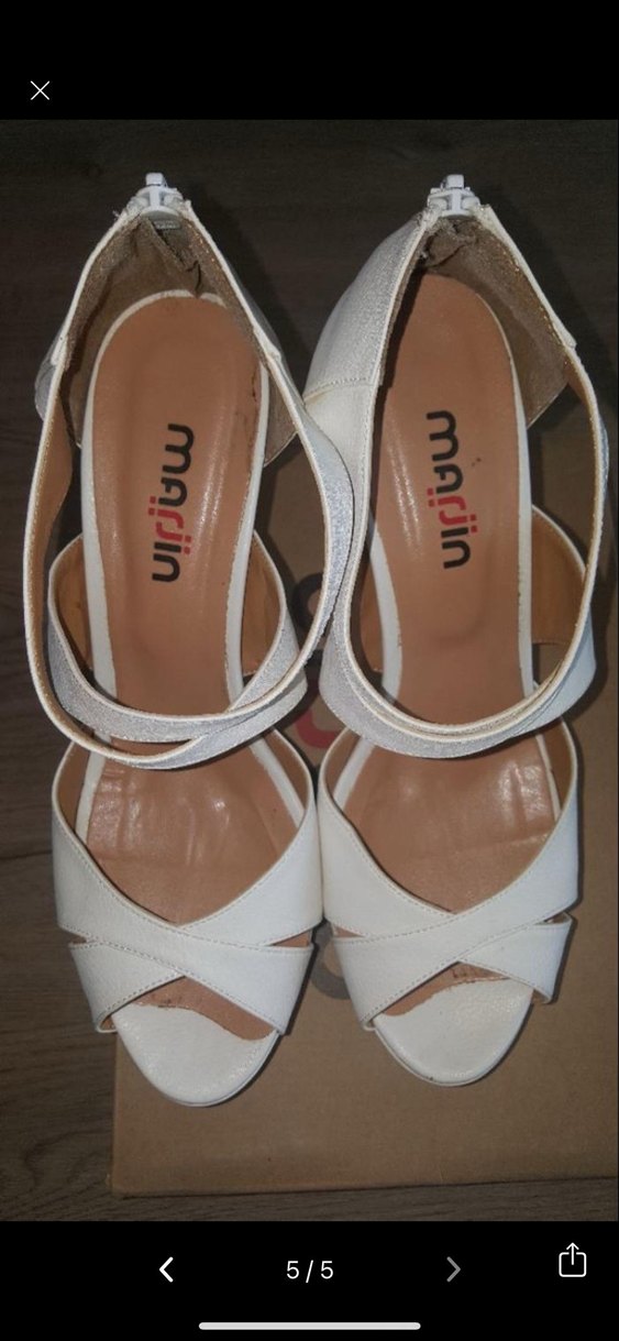 Marjin Beyaz Tokalı İnce Topuklu Kadın Abiye Ayakkabı - Görsel 5